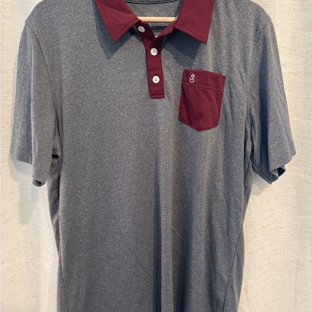 Savane Gray Polo Shirt with Maroon Accents